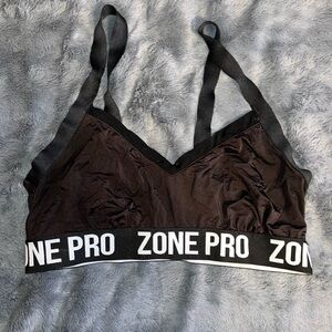 Zone Pro Black Sports Bra with White Accents